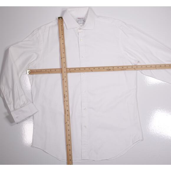 TM Lewin Solid White Twill Slim Fit French Cuff Cotton Dress Shirt (42) 16.5-33 - Picture 4 of 6